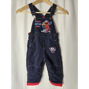 VTG Baby Toddler Sesame Street Elmo Fleece Lined Warm Overalls 18 Months Unisex